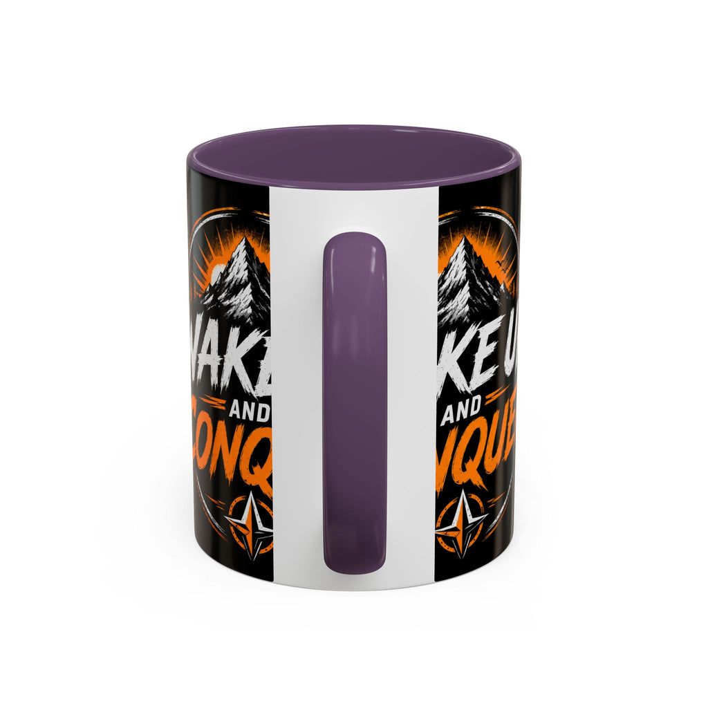 Wake Up and Conquer Coffee Mug — Motivational Mountain Adventure Mug
