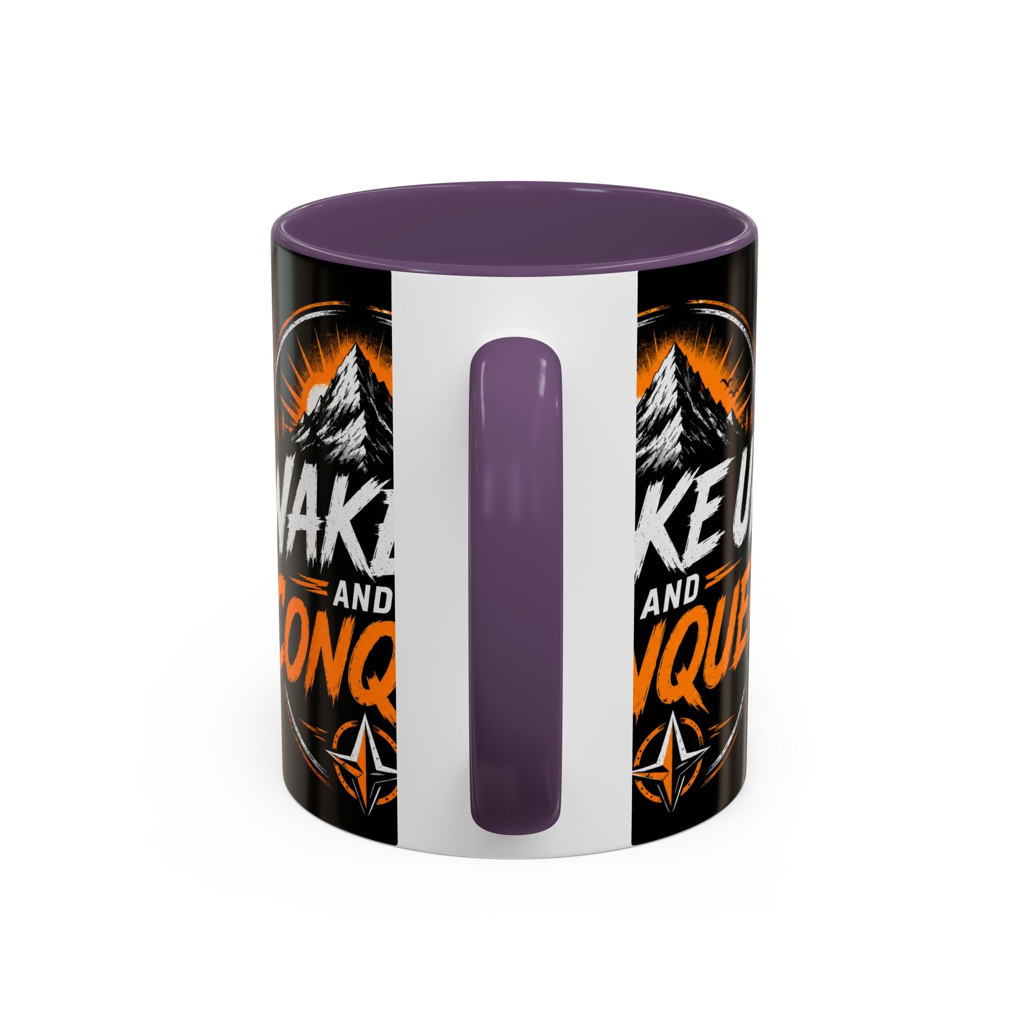 Wake Up and Conquer Coffee Mug — Motivational Mountain Adventure Mug