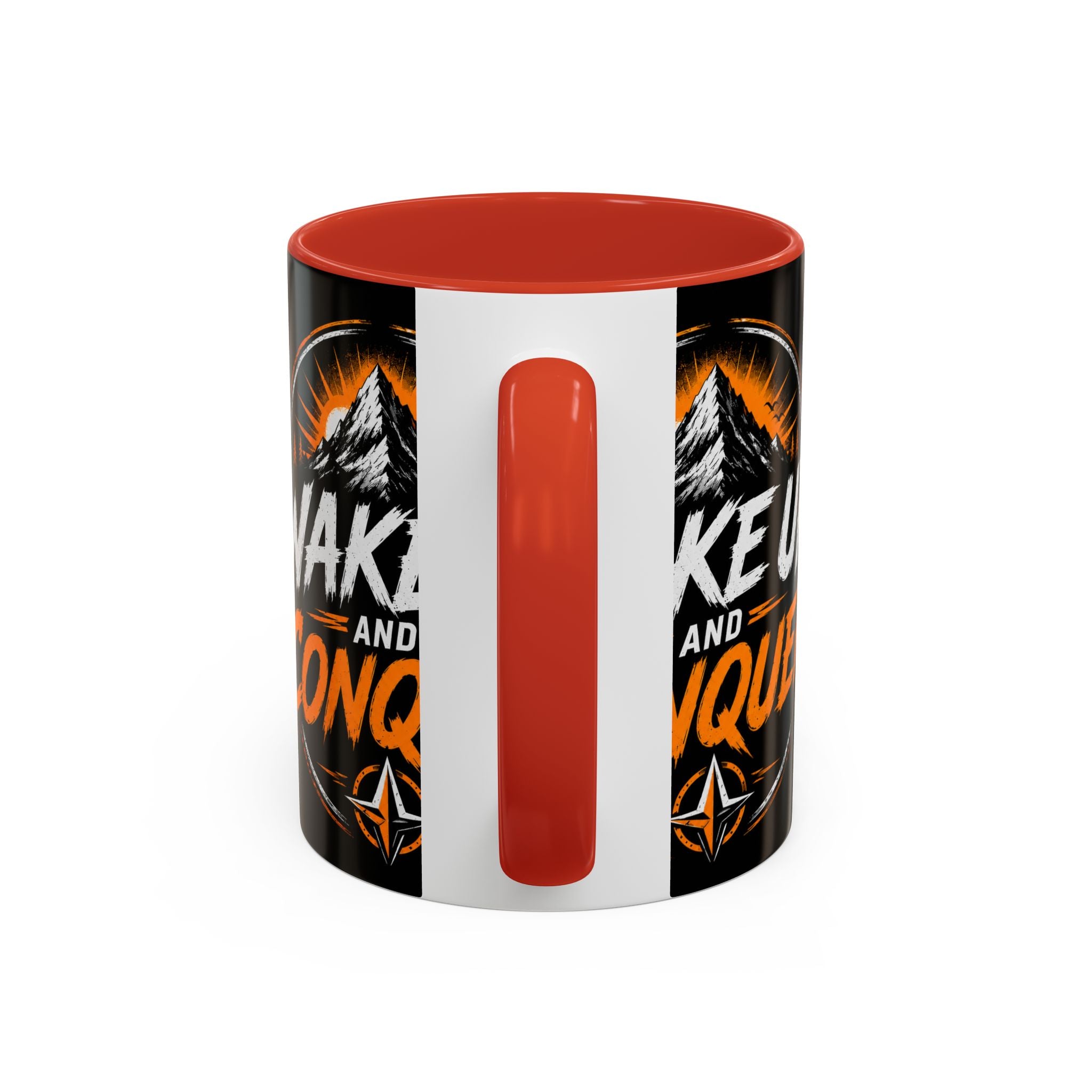 Wake Up and Conquer Coffee Mug — Motivational Mountain Adventure Mug