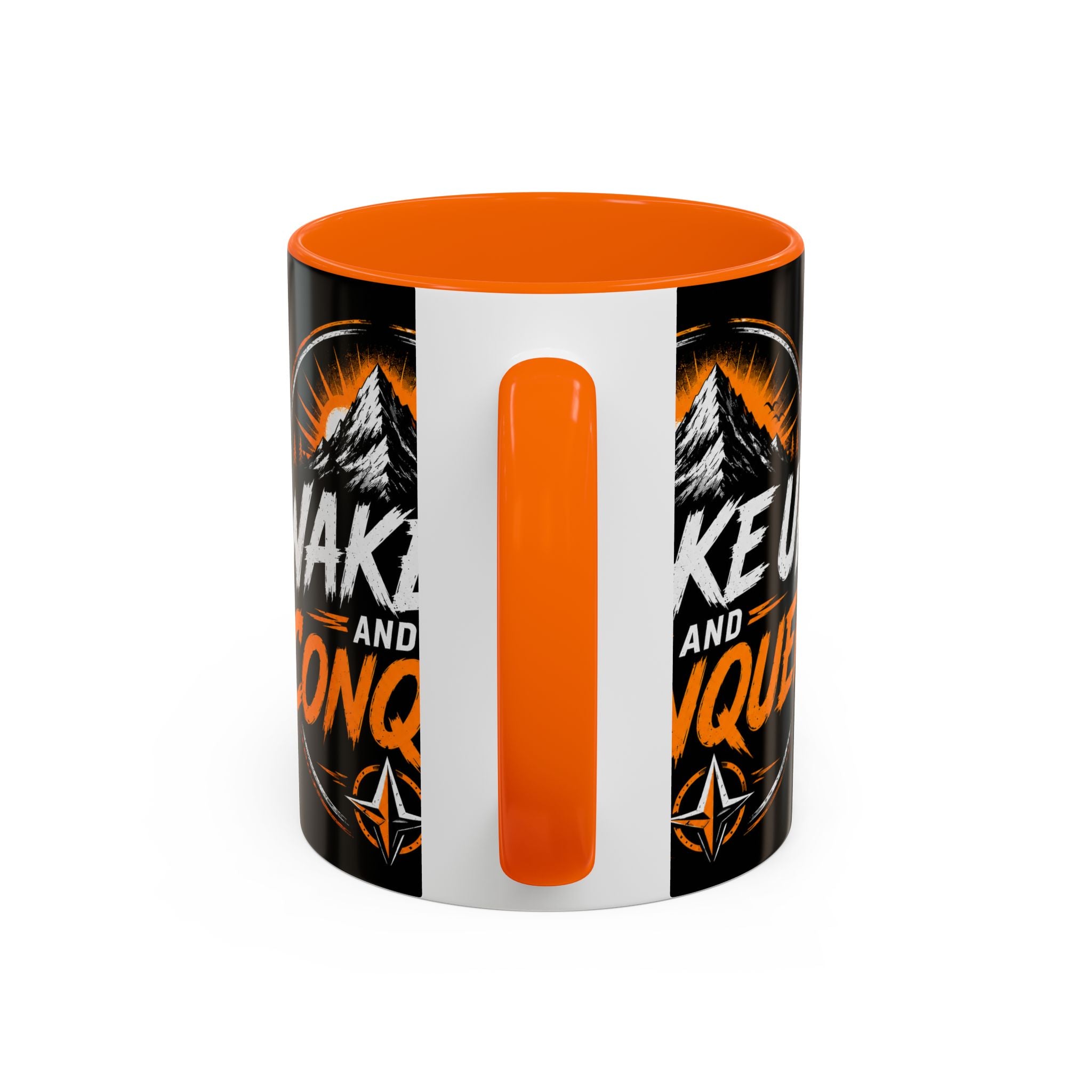 Wake Up and Conquer Coffee Mug — Motivational Mountain Adventure Mug