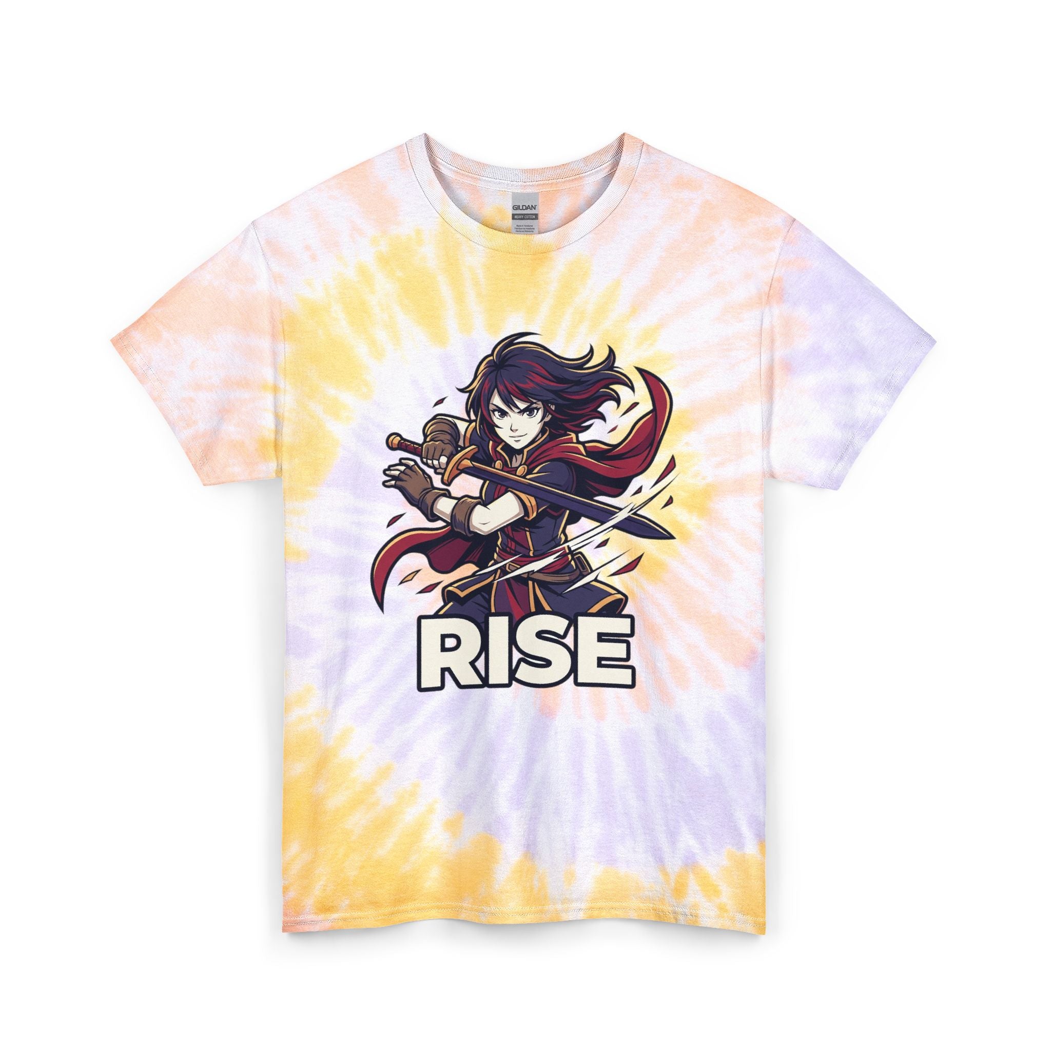 Tie Dye T-Shirt — Blue Flame Surf Silhouette Graphic
