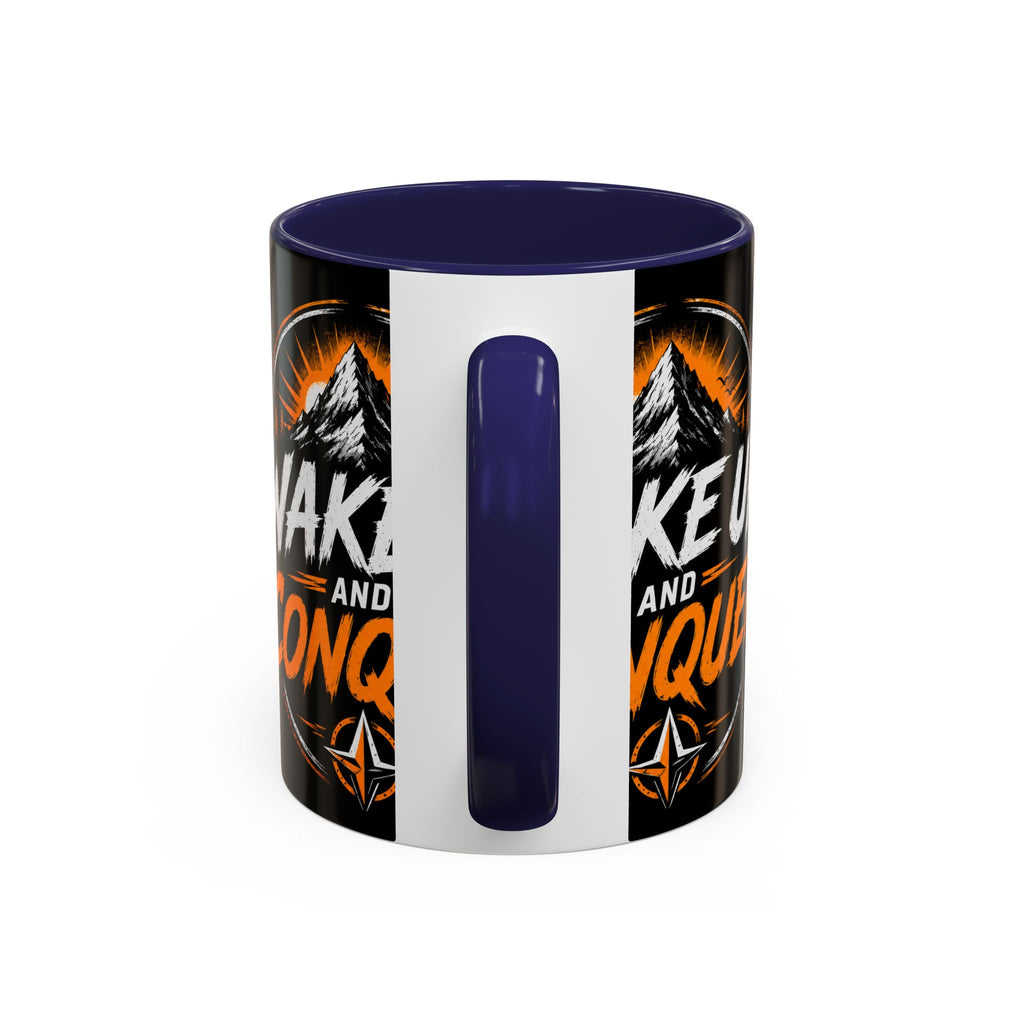 Wake Up and Conquer Coffee Mug — Motivational Mountain Adventure Mug