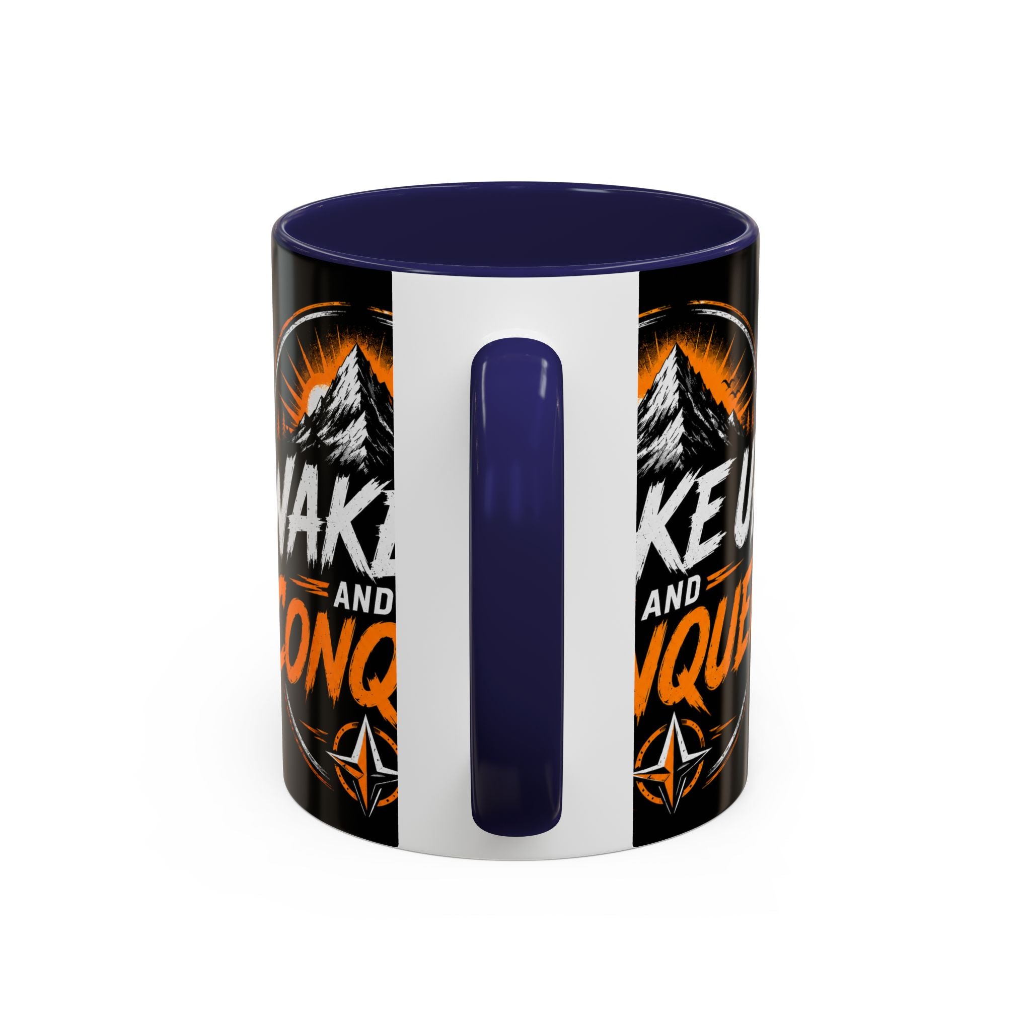 Wake Up and Conquer Coffee Mug — Motivational Mountain Adventure Mug