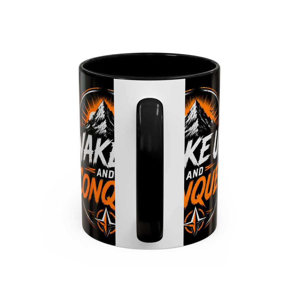 Wake Up and Conquer Coffee Mug — Motivational Mountain Adventure Mug