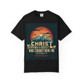 Christian Mountain T-Shirt — "I Can Do All Things Through Christ" Philippians 4:13 Vintage Sunset