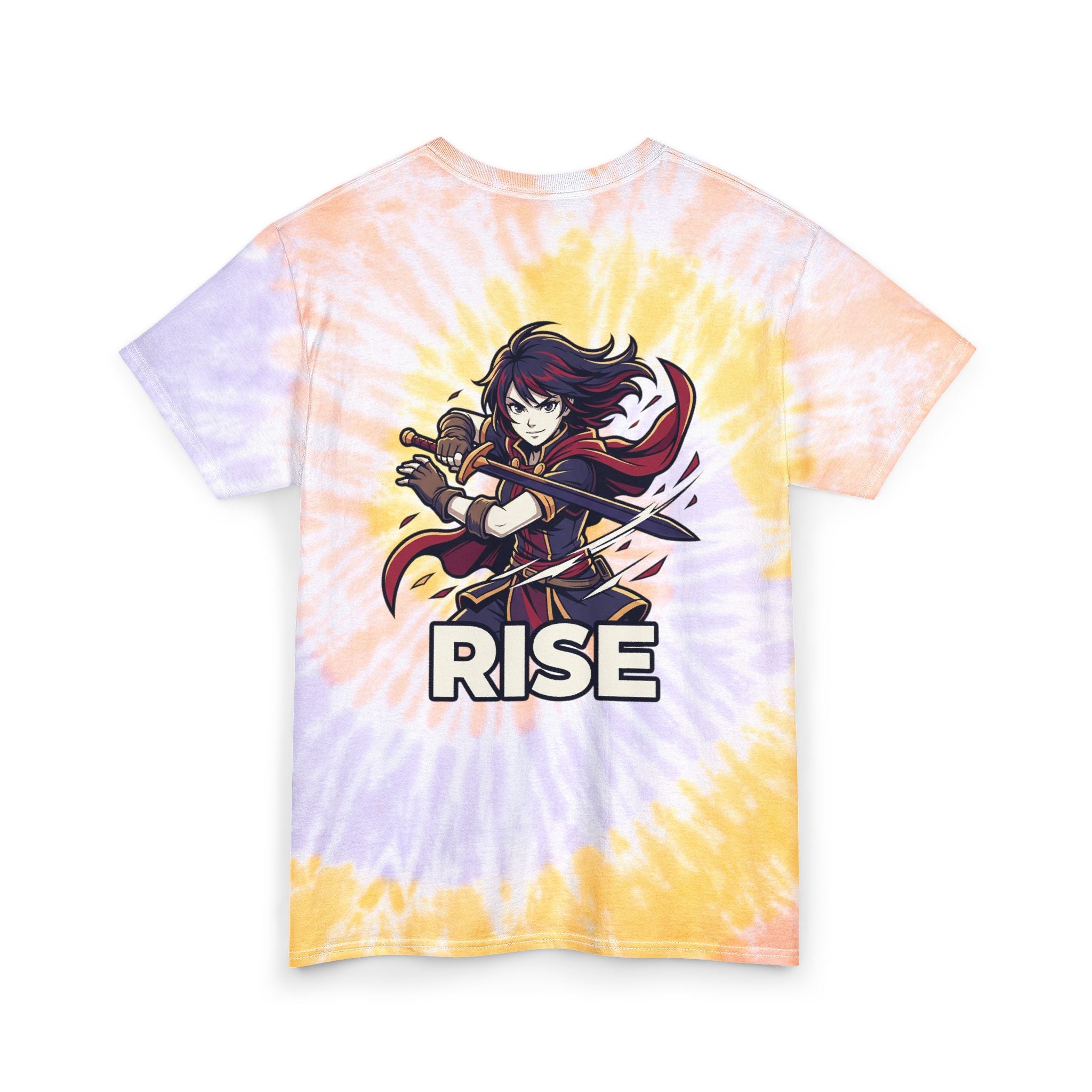 Tie Dye T-Shirt — Blue Flame Surf Silhouette Graphic