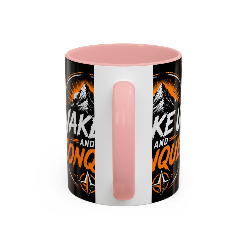 Wake Up and Conquer Coffee Mug — Motivational Mountain Adventure Mug