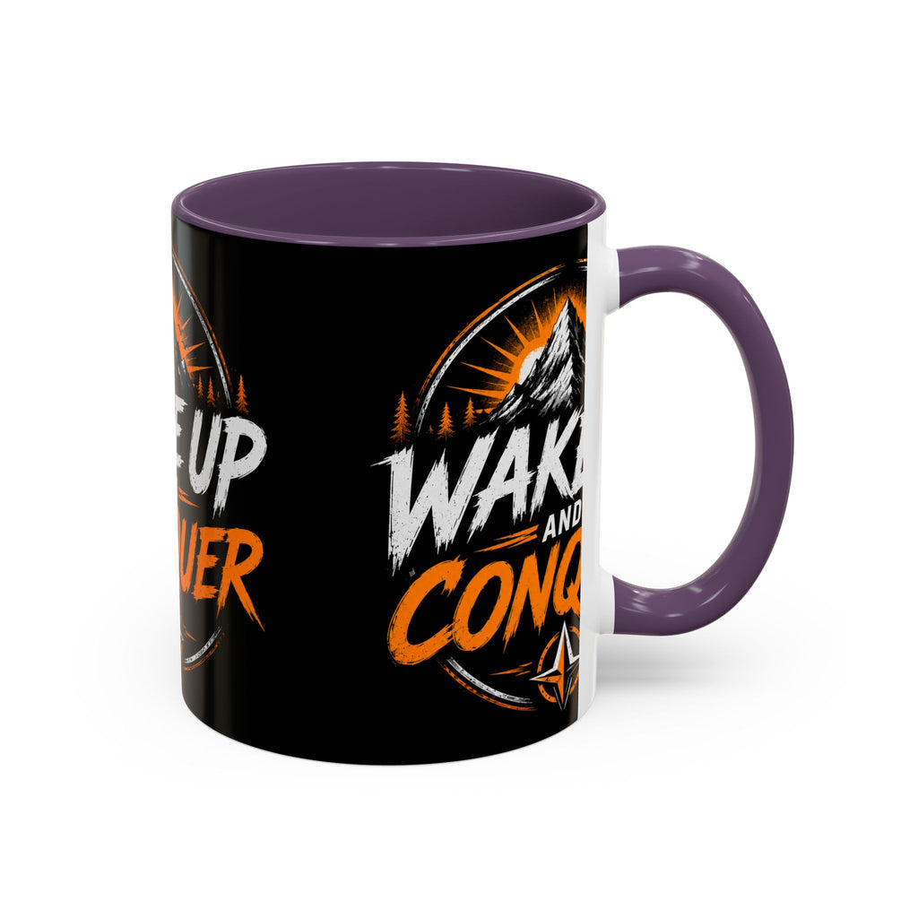 Wake Up and Conquer Coffee Mug — Motivational Mountain Adventure Mug