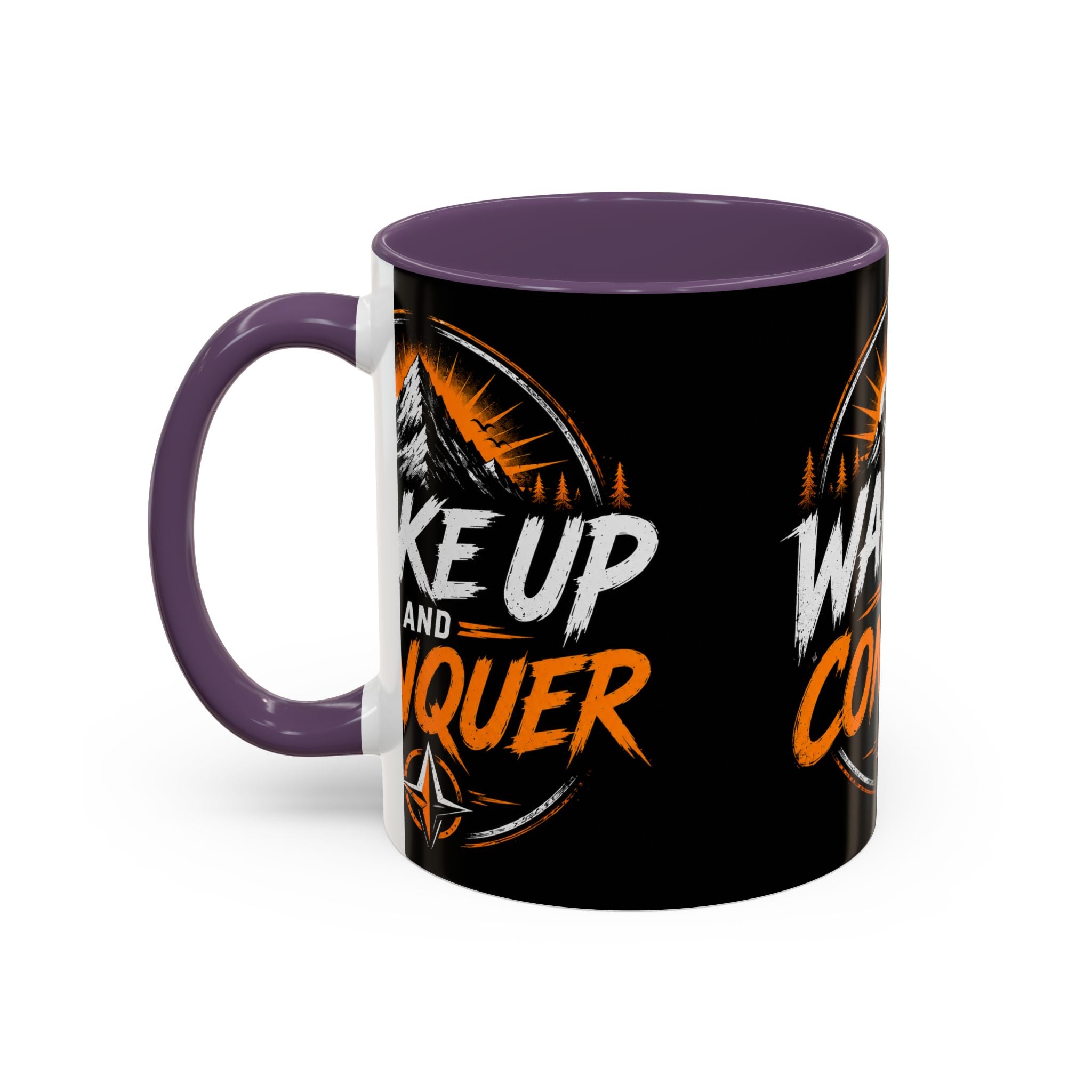 Wake Up and Conquer Coffee Mug — Motivational Mountain Adventure Mug